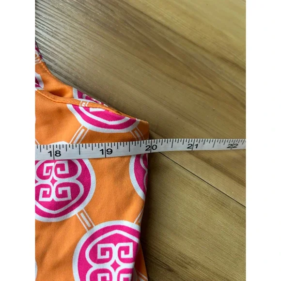 Lulu B Bright Beachy Tank Dress Pink Orange XL Medallion Greek Key Cover Up - Picture 7 of 8